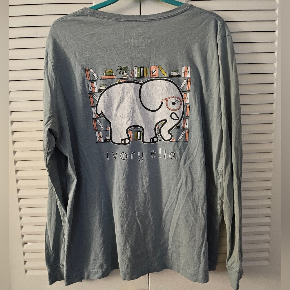Ivory Ella Graphic Long Sleeve Tee - Sage Blue - Size XL